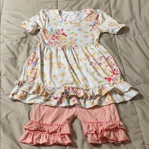 Ruffle floral two piece set